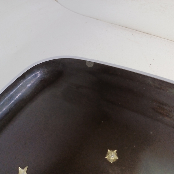 Vintage Couroc Owl Inlaid Tray 12 × 9 in Black Gold - Picture 3 of 13